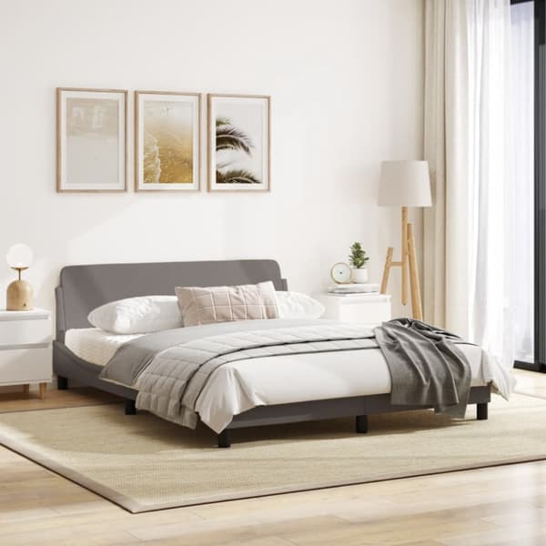 Bed Frame "Dover" Taupe 160x200 cm Fabric