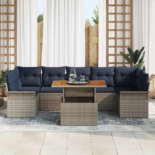 Trädgårdsoffset med lagring 8 pcs Grå Poly rattan