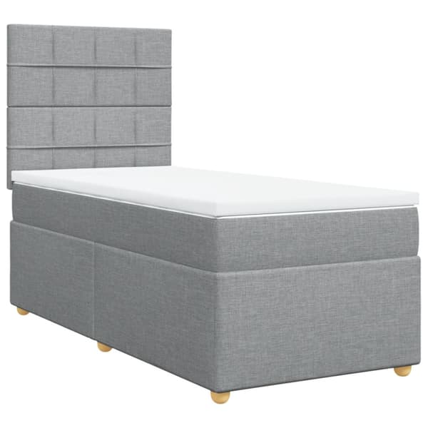 Ramsäng med madrass ljusgrå 100x200 cm tyg