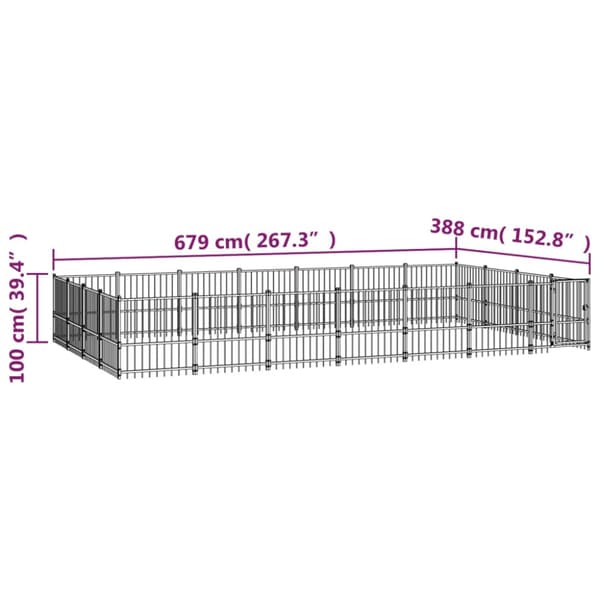 Hundgård för utomhusbruk stål 26,35 m²