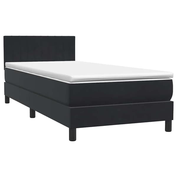 Ramsäng med madrass svart 90x210 cm sammet