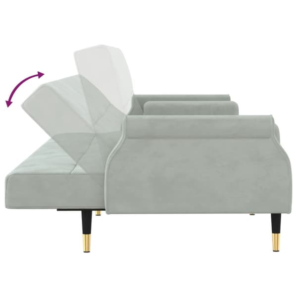 Bäddsoffa med dynor ljusgrå sammet