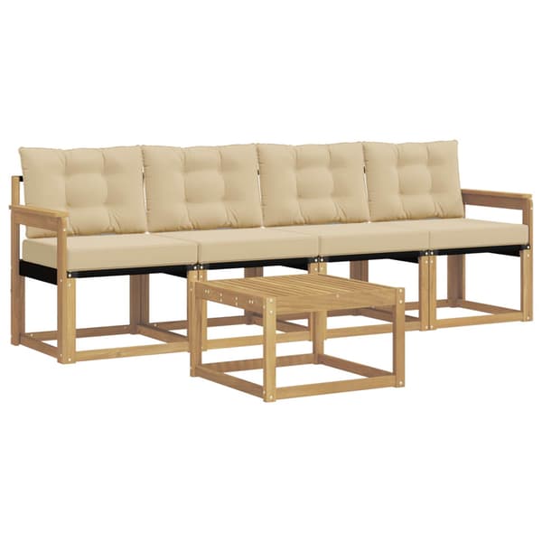 Utomhussoffset med kudde 5 pcs Vit och Beige