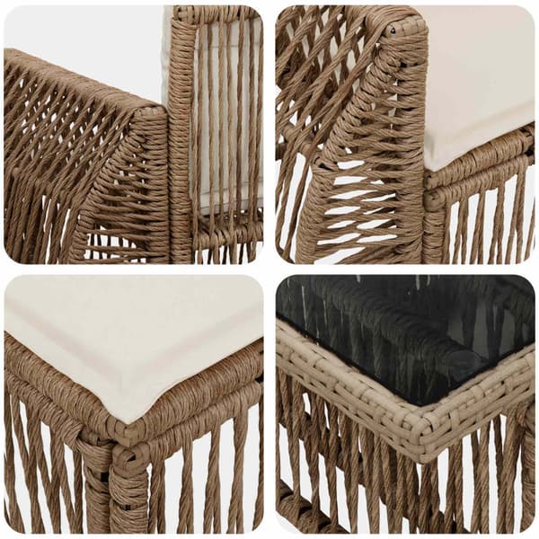 Trädgårdsoffset 7 st Beige och krämvit konstrotting