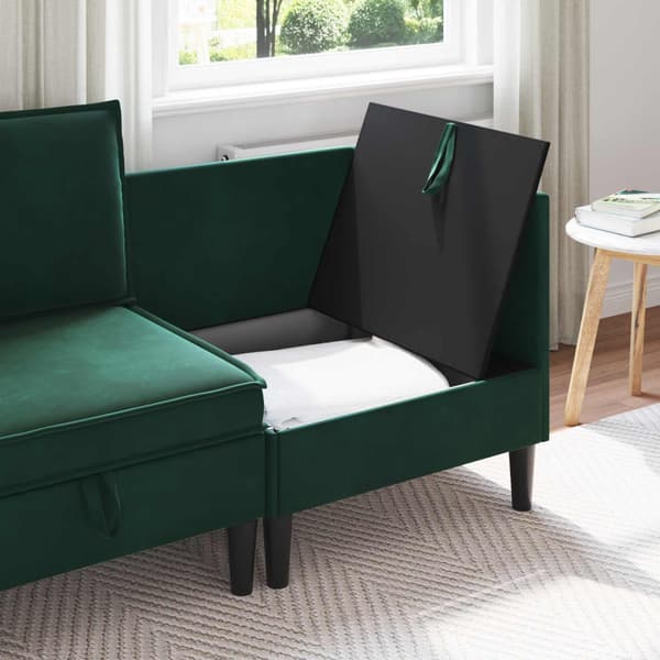 Soffa med förvaring Mörkgrön Sammet