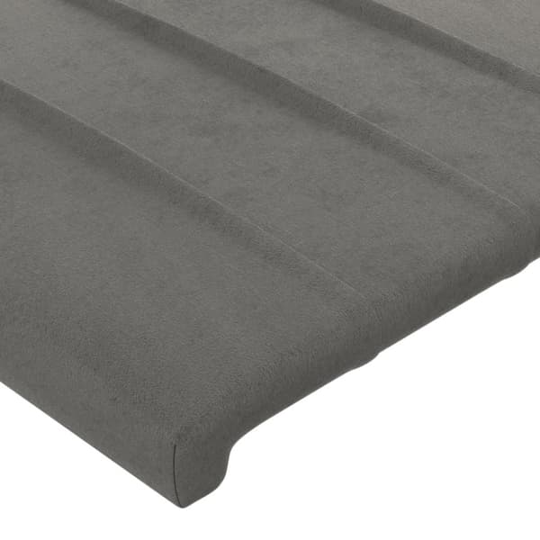Sänggavel LED ljusgrå 203x16x118/128 cm sammet