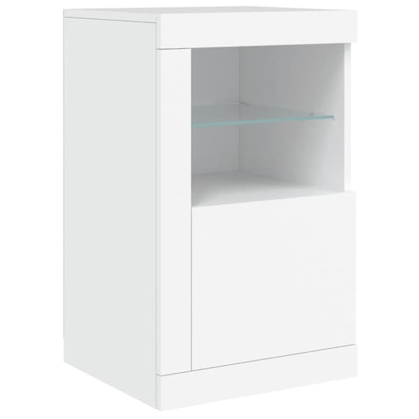 Skänk med LED-belysning vit 142,5x37x67 cm