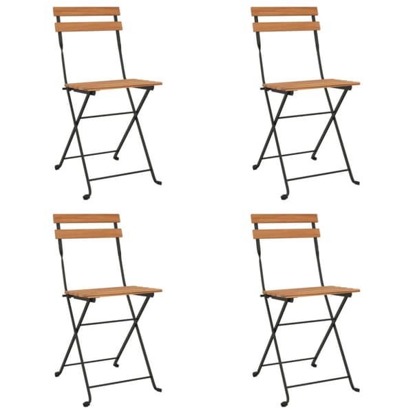 Hopfällbara caféstolar 4 st massiv teak och stål