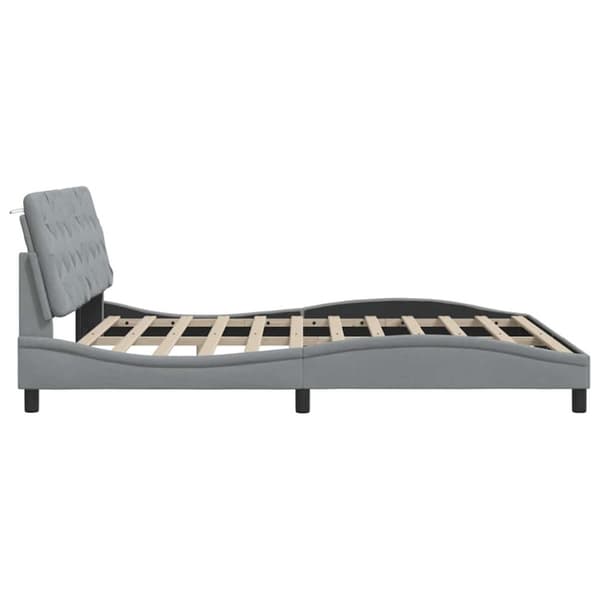 Bed Frame with LED without Mattress Light Grey 180x200 cm Fabric
