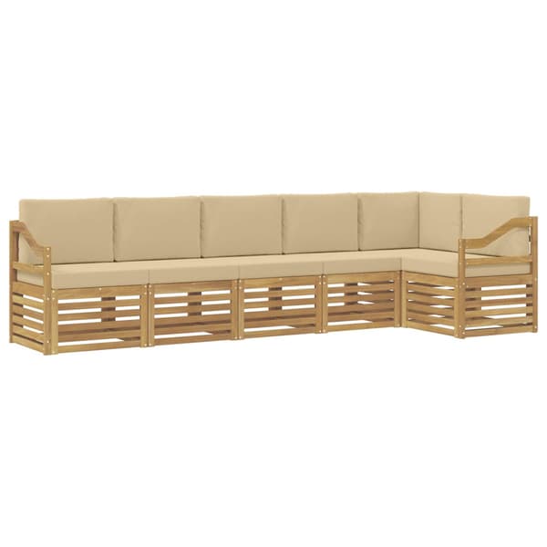 Utomhussoffset 6 pcs Vit och Beige 304 x 126,5 x 73 cm