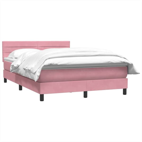 Ramsäng med madrass rosa 160x210 cm sammet