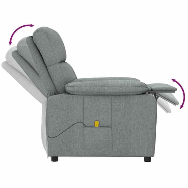 Massagefåtölj mörkgrå tyg
