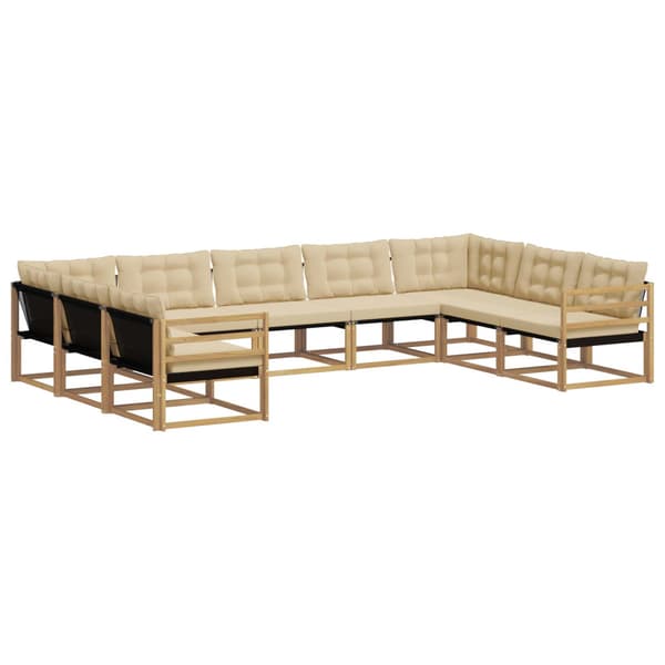Utomhussoffset med kudde 9 pcs Vit och Beige