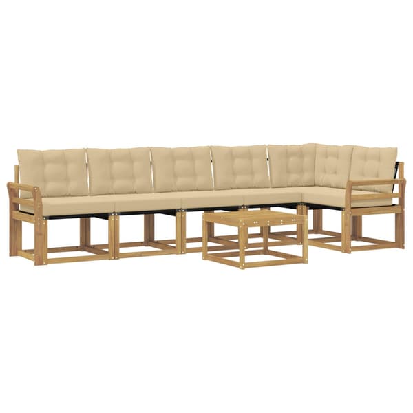 Utomhussoffset med kudde 7 pcs Vit och Beige