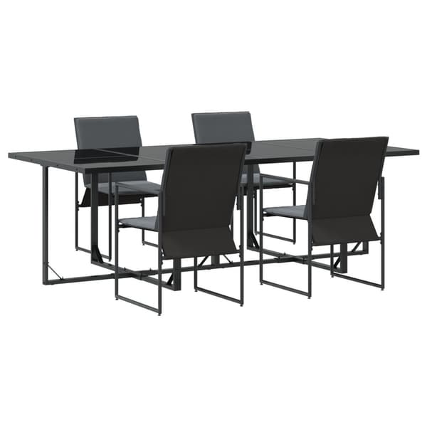 Trädgårdsmöbelset 5 pcs Svart Stål