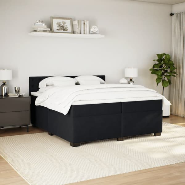 Ramsäng med madrass svart 200x200 cm sammet