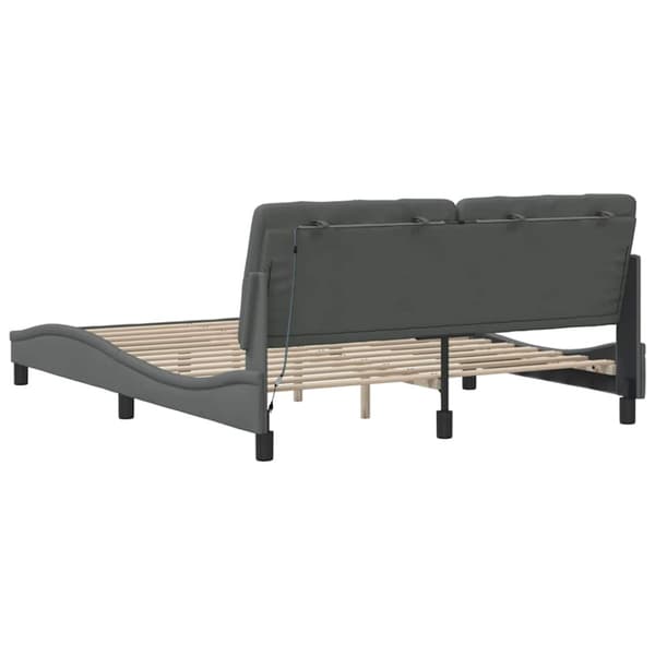 Bed Frame with LED without Mattress Dark Grey 160x200 cm Fabric