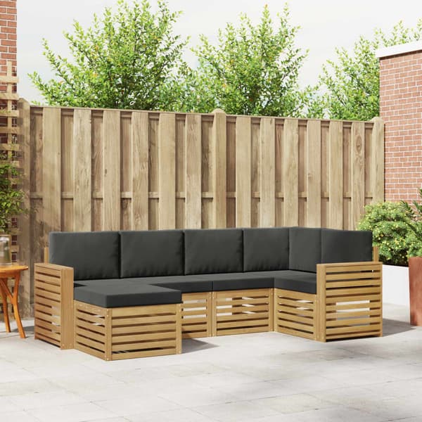 Utomhussoffset 6 pcs Vit och antracit Polyester