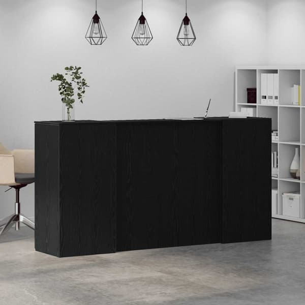 Receptionsdisk svart ek 200x50x103,5 cm konstruerat trä