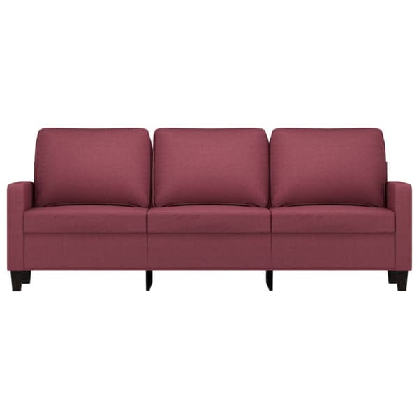3-sitssoffa vinröd 180 cm tyg