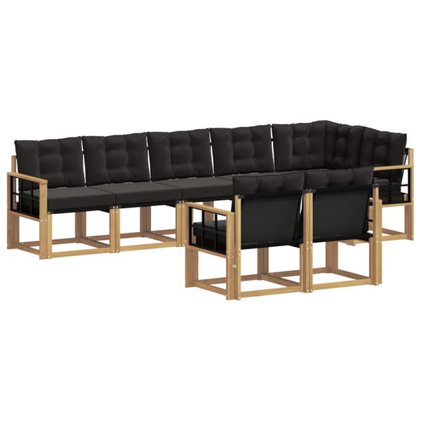 Utomhussoffset med kudde 8 pcs Vit och svart