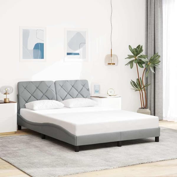 Bed Frame with LED without Mattress Light Grey 120x200 cm Fabric