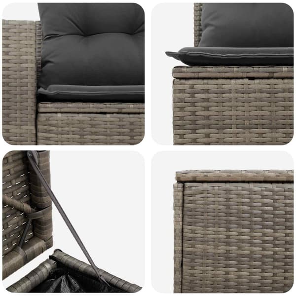 Soffset 7 pcs Grå och mörkgrå Poly Rattan och stål
