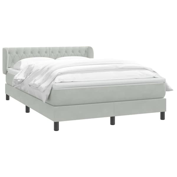 Ramsäng med madrass ljusgrå 160x210 cm sammet
