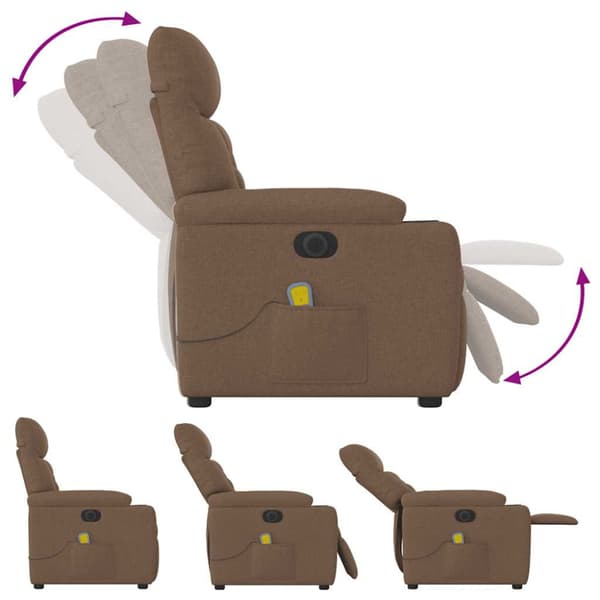 Elektrisk massagefåtölj brun tyg