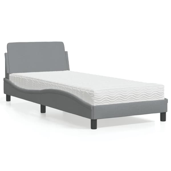Bed with Mattress "Dover" Light Grey 90x200 cm Fabric