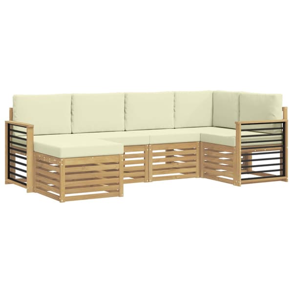 Utomhussoffset 6 pcs Vit och grädde Polyester