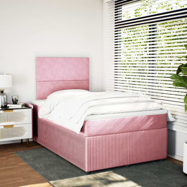 Ramsäng med madrass rosa 120x200 cm sammet
