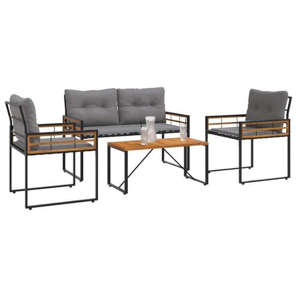 Utemöbelset med kudde 4 pcs Ljusgrå