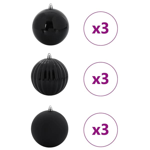 Stor Julkulor Set 9 pcs Svart Plast