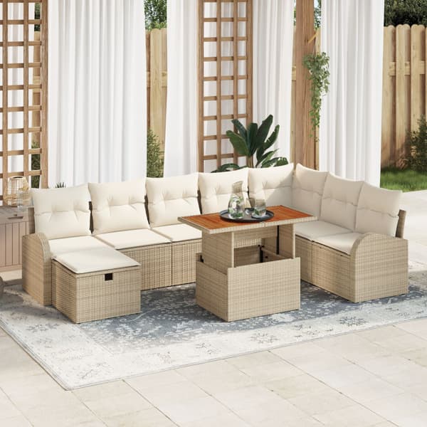 Trädgårdsoffset 9 st Beige konstrotting