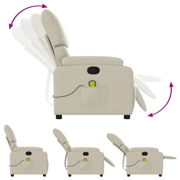 Massagefåtölj gräddvit konstläder