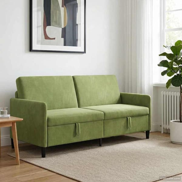 Soffa med förvaring Ljusgrön 192 x 78 x 87 cm Polyester