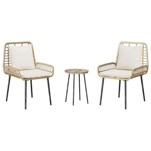 Trädgårdsmöbelset 3 pcs Brun och Kräm konstrotting