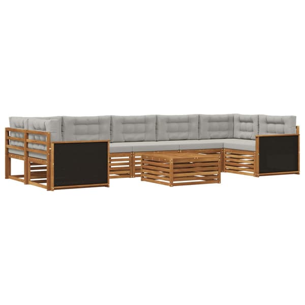 Utomhussoffset 8 pcs Naturlig och ljusgrå