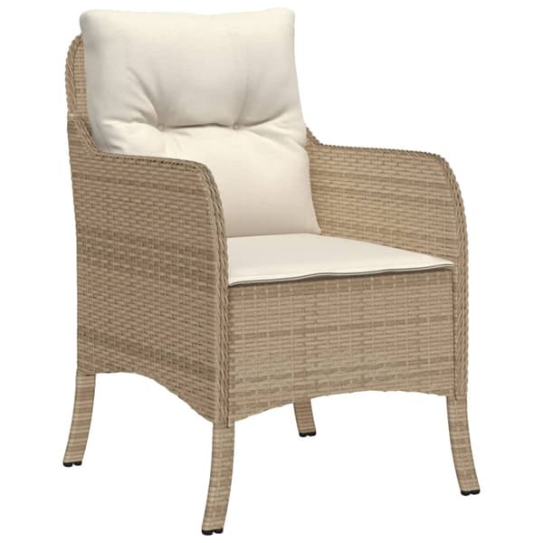 Trädgårdsstolar med dynor 2 st beige konstrotting