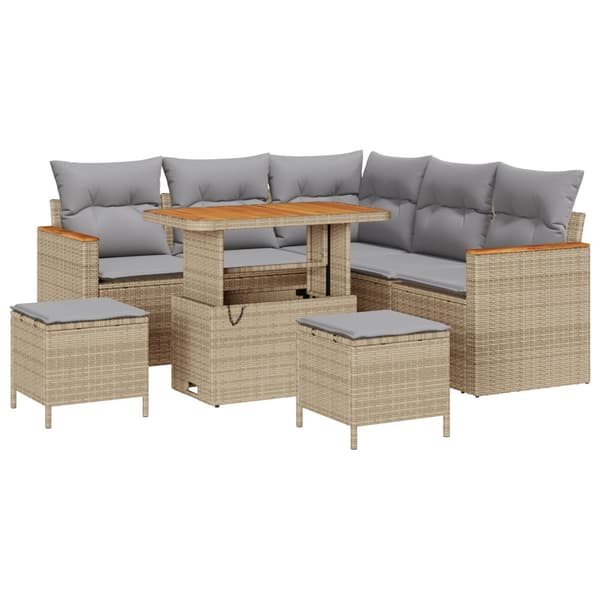 Trädgårdsoffset 8 pcs Beige konstrotting
