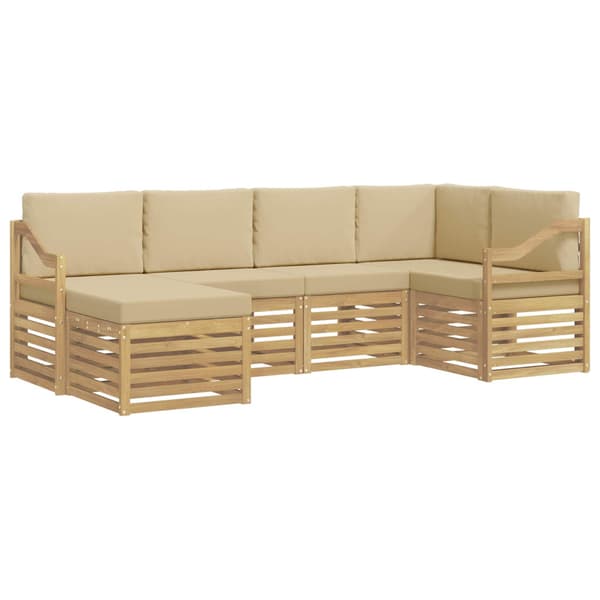 Utomhussoffset 6 pcs Vit och Beige Polyester