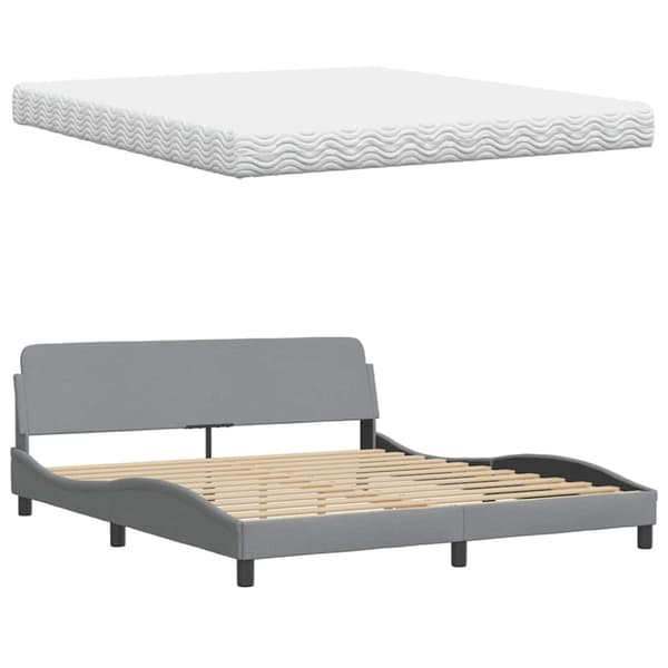 Bed with Mattress Light Grey 180x200 cm Fabric