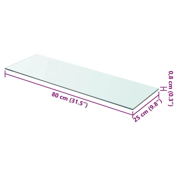 Hyllplan glas genomskinlig 80x25 cm