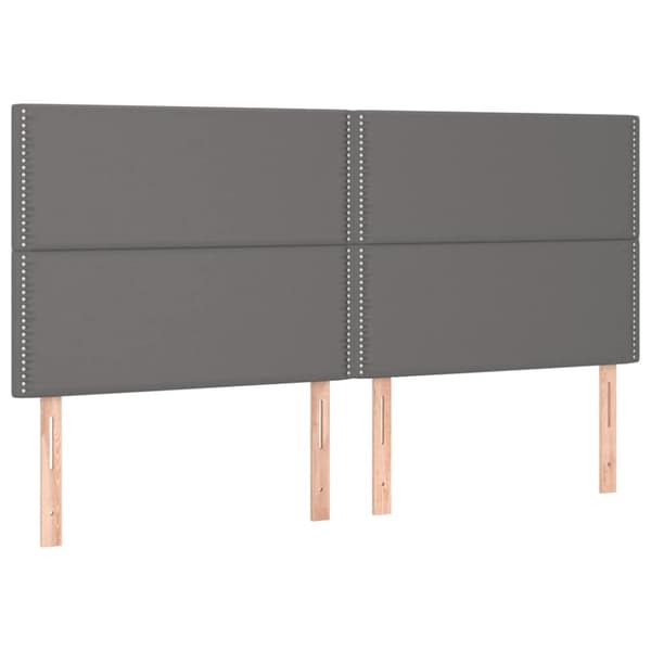 Ramsäng med madrass & LED grå 200x200 cm konstläder