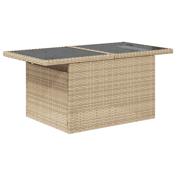 Trädgårdsoffset med lagring 9 pcs Beige Poly rattan
