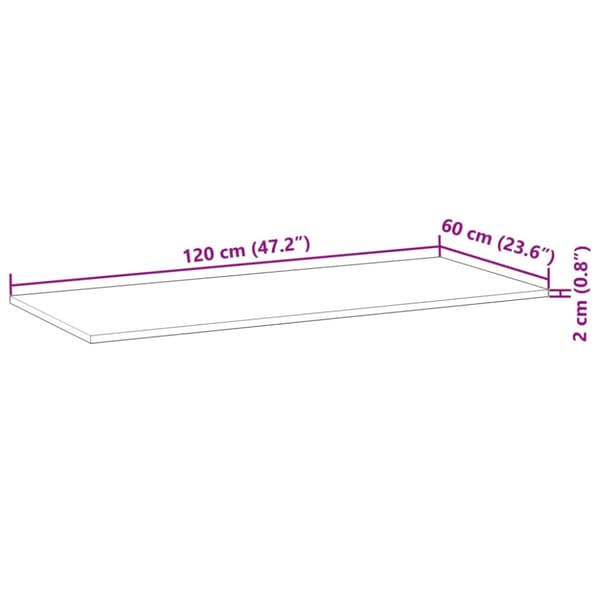 Bordsskiva rektangulär 120x60x2 cm massivt akaciaträ