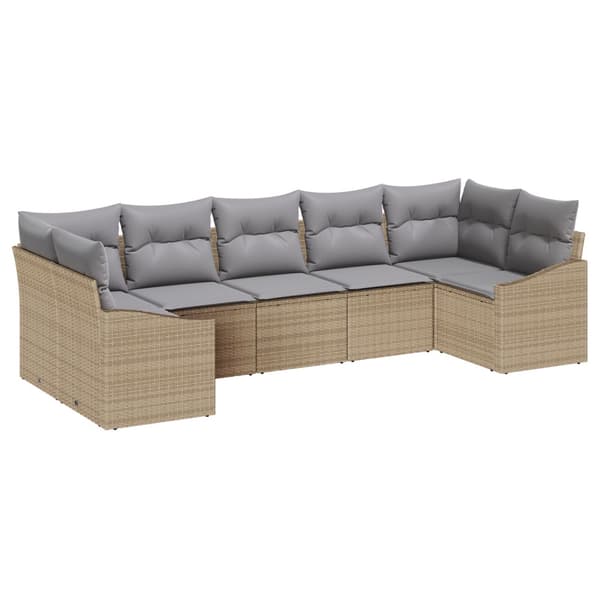 Trädgårdsoffset 7 pcs Beige och Ljusgrå konstrotting