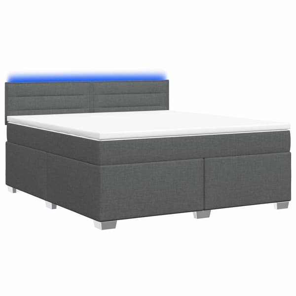 Boxspring säng med madrass och LED Mörkgrå 140 x 190 cm Tyg