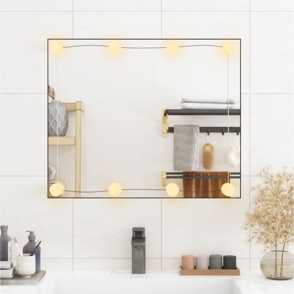 Väggspegel med LED-belysning 50x60 cm glas rektangulär